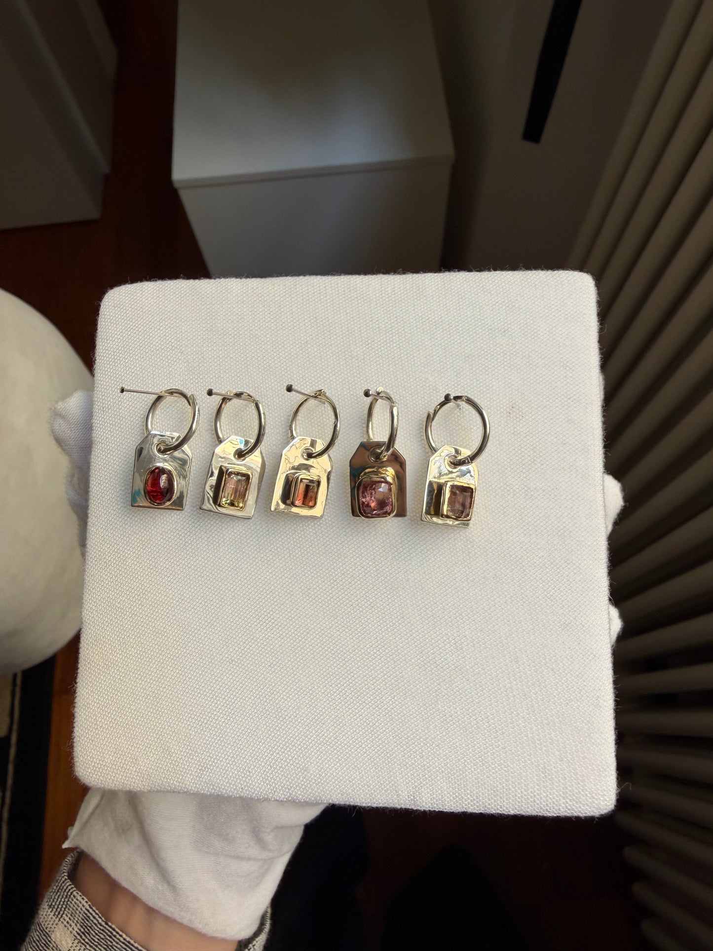 Tag Earring Parti-color Tourmaline