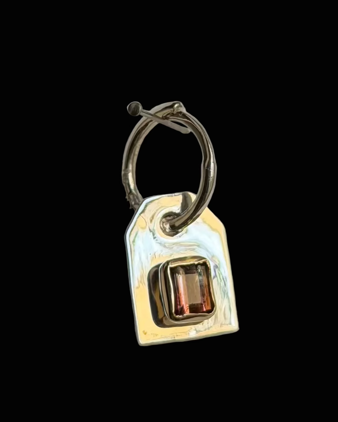 Tag Earring Parti-color Tourmaline