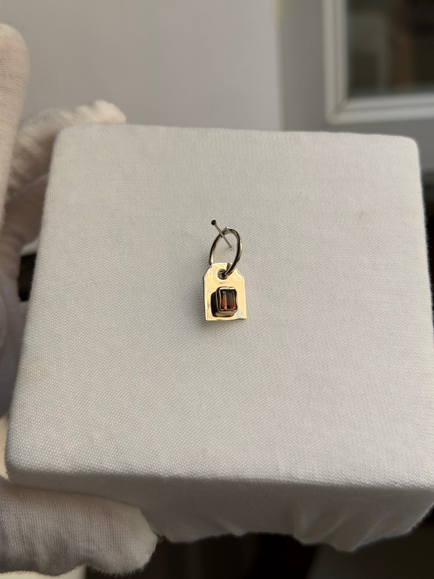 Tag Earring Parti-color Tourmaline